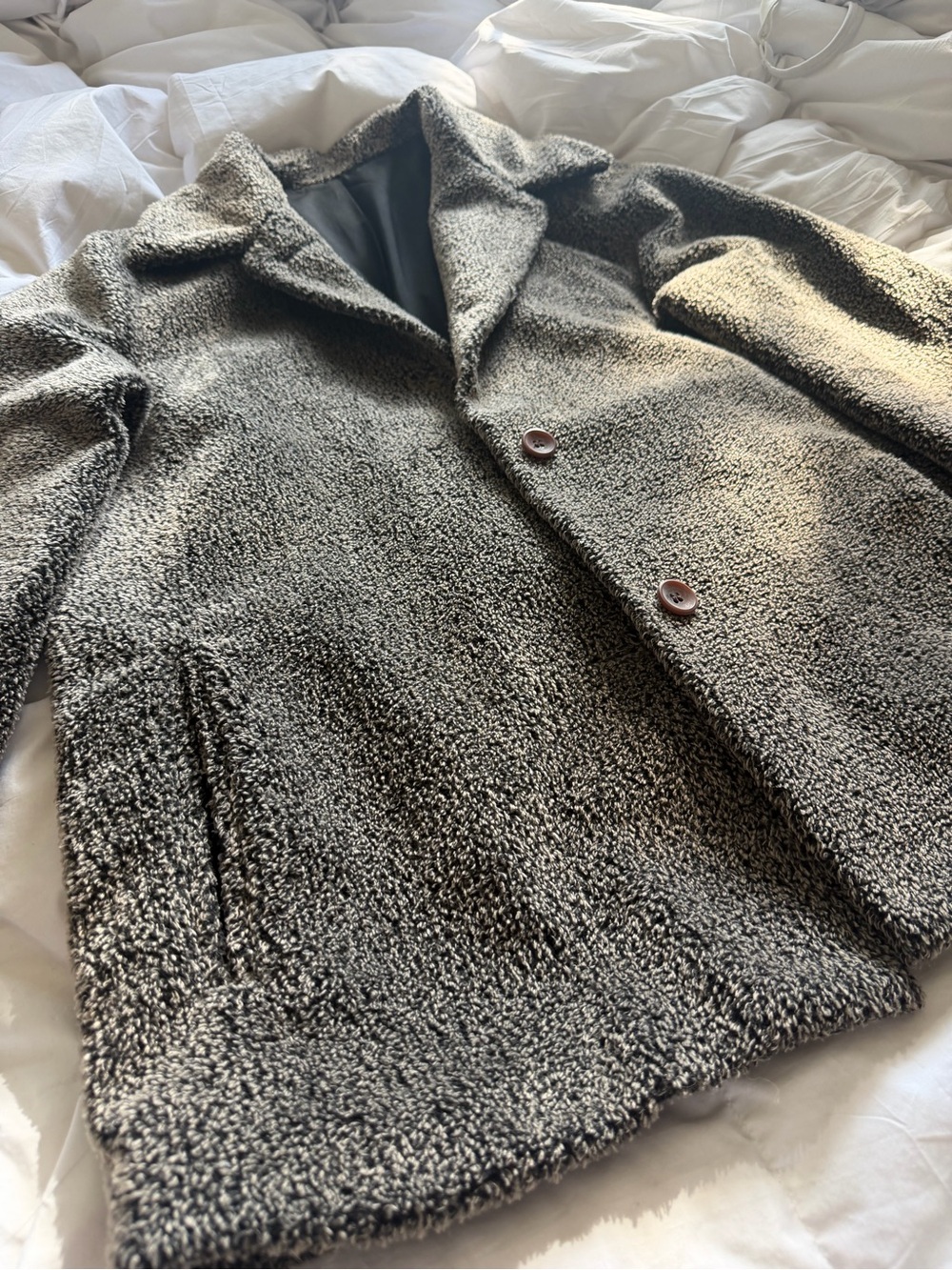 Vintage Boucle Teddy Peacoat - Brown - Picture 2 of 5